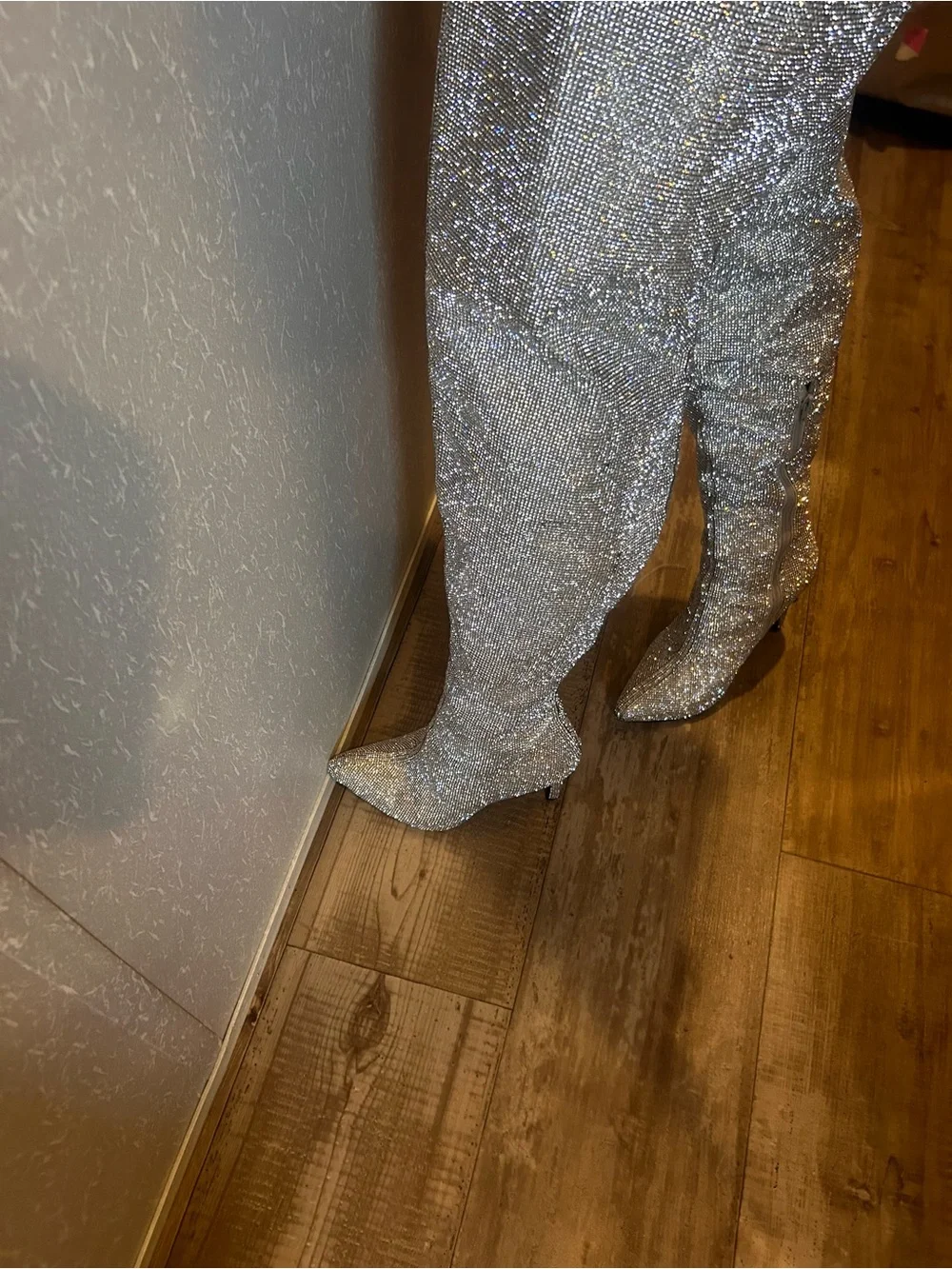 Dollskill Bling rhinestone crystal thigh high boots woman’s sz 7